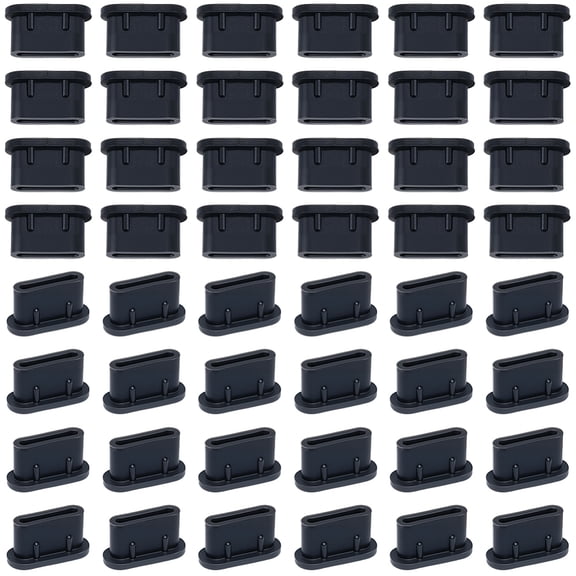 1 Box 100Pcs Type C Dust Plugs Cell Phone Port Cover Port Bulk Black Silicone Soft Charging Ports Cover Caps Charger Protector