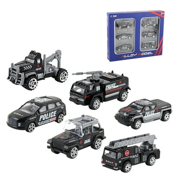 6 Pcs Police Car Toy Set, Mini Models Police Car Toys for Boys 3-7 Years Old, Armored Vehicle, Bulletproof Car, Rescue Truck, Armed Car Police Toys Kids Birthday Gift