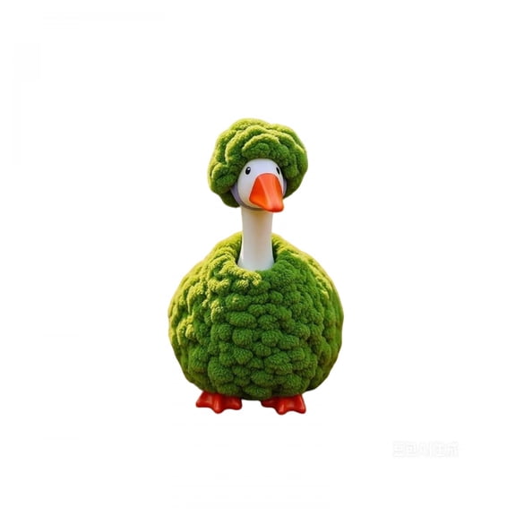 RUINIXCW 7 Inch Desk Goose Outfits Desk Duck Outfit Mini Porch Goose Outfit Crochet Green Desktop Goose Outfits for Desk Goose Figurine Spring Summer Desk Goose Clothes and Hat Set