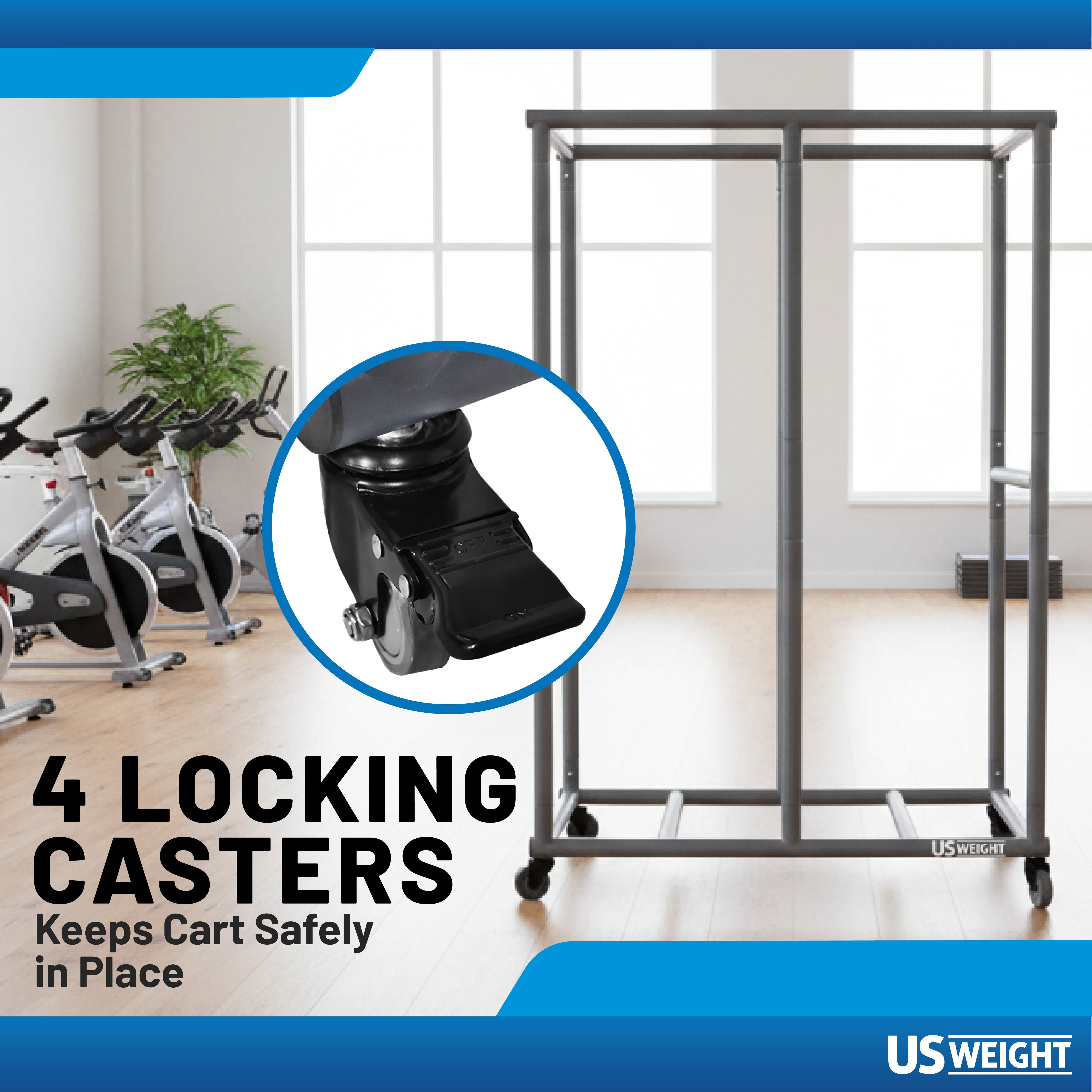 Rolling Cart for Stackable Steps, Durable Utility Cart with High-Strength Steel Tubing, Rolling Storage Unit for Studios and Gyms, Holds 20-6 Inch or 36-4 Inch Steps with Locking Caster Wheels