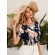 thumbnail image 3 of Blusa Floerns de manga corta para mujer, casual de negocios, azul oscuro, 3 of 6