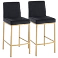 thumbnail image 5 of Contemporary Velvet and Metal 26" Counter Stool Set of 2 Black and Aged Gold Leg, 5 of 6