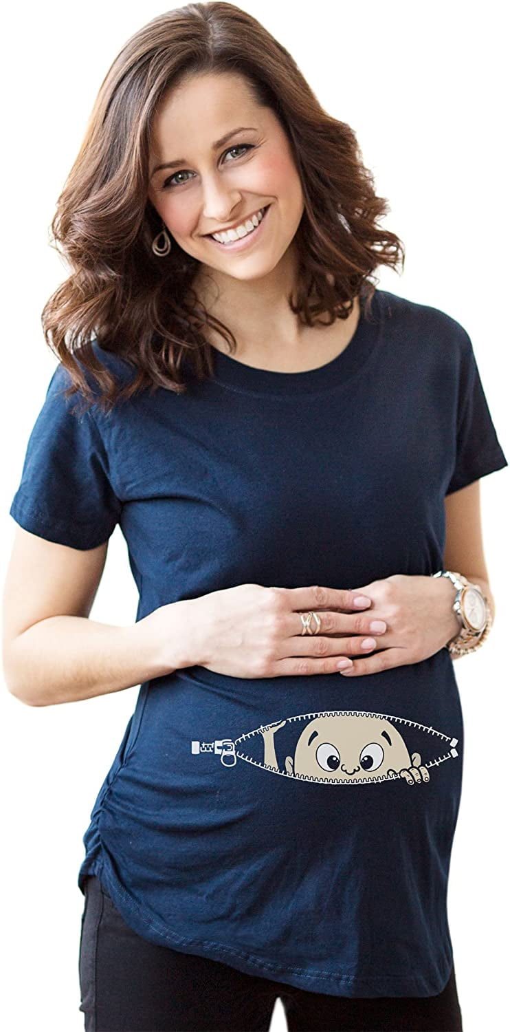 Maternity Baby Peeking T Shirt Funny Pregnancy Tee for Expecting Mothers  Navy 3X-Large 