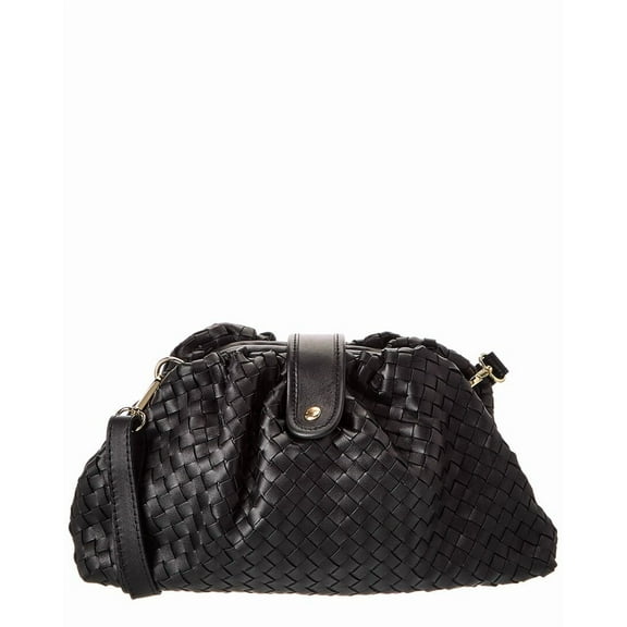 Isabella Rossetti Nora Hand-Woven Leather Clutch, Black