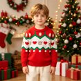 thumbnail image 5 of Toddler Boys Christmas Holiday Knit Pullover Sweater, Festive Reindeer Santa Gingerbread Graphic Crewneck Top 6-7 Years, 5 of 9