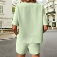 thumbnail image 6 of Lindreshi Womens 2 Piece Outfit Summer Fashion Women Summer Casual Short Sleeve Blouses Botton Round Neck Tops Long Pants, 6 of 6