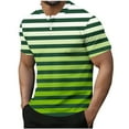thumbnail image 2 of COSFO Men's T-Shirts Casual Henley Short Sleeve Tops Gradient Pullover Loose Striped Button Mens Graphic Tees, 2 of 5