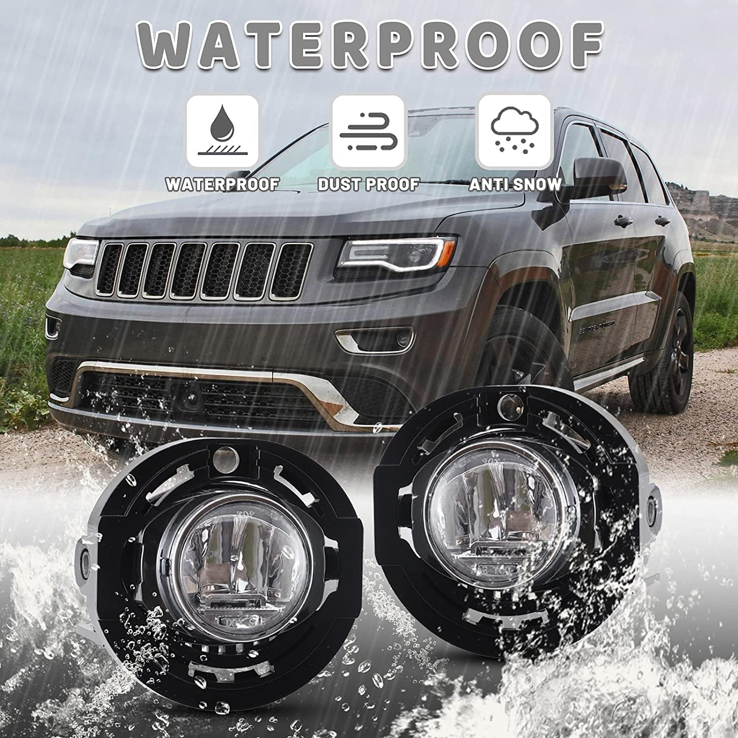 LED Fog Lights Assembly For JEEP GRAND CHEROKEE 2014-2016/DODGE CHARGER 2015-2019/CHRYSLER 300 2015-2019/CHRYSLER PACIFICA 2017-2020