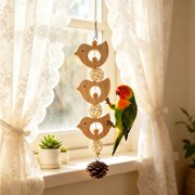 Pet Stand Wooden Bird Perch Swing Frame Natural Wood Standing Accessory Chew Toy Holder for Parakeets Cockatiels Lovebirds Parrot Bird Supplies