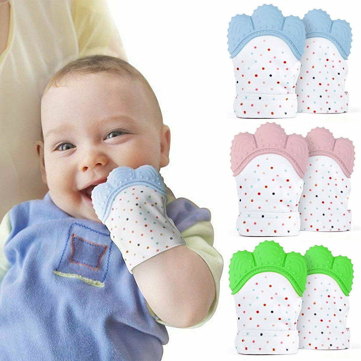 UK Baby Silicone Mitts Teething Mitten Teething Glove Candy Wrapper Soft Teether 