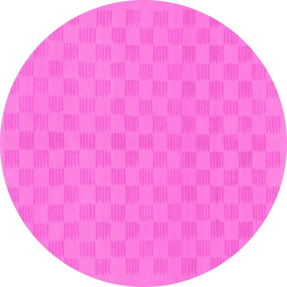 Ahgly Company Indoor Round Checkered Pink Modern Area Rugs, 5' Round
