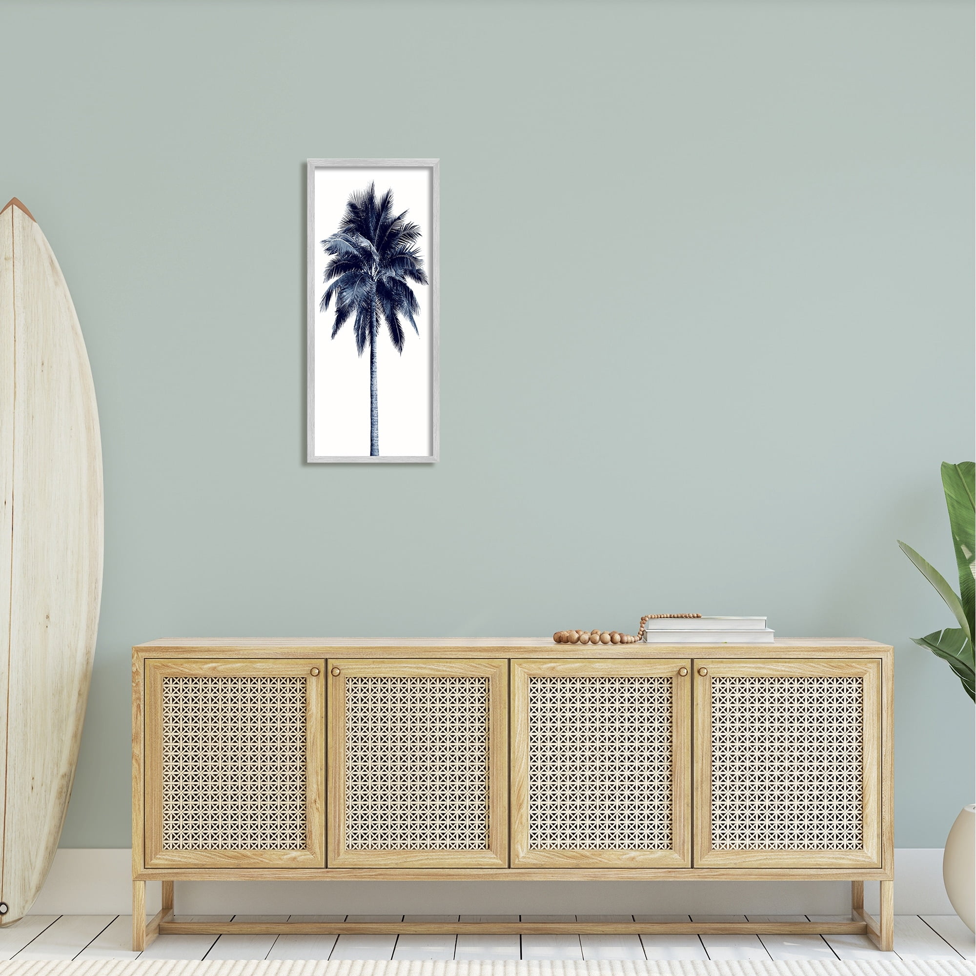 Stupell Industries Modern Palm Tree Plant Leaves Cropped Photography Framed Wall Art, 13 x 30, Design by Devon Davis