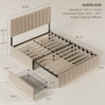 thumbnail image 3 of Jolifa Bedroom Furniture Set, Beige Queen Size Bed Frame & White 6 Drawer Dresser with Metal Handle for Small Space, Bedroom, Studio, 3 of 15