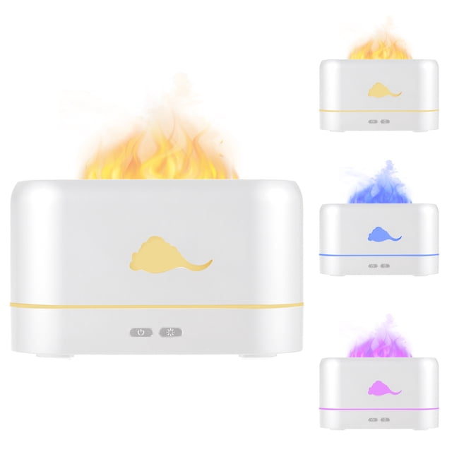 Amdohai Flame Humidifier Aroma Diffuser Ultrasonic Air Humidifier with 3 Flame Color Auto-Off Protection Mute USB Powered for Home Office Yoga