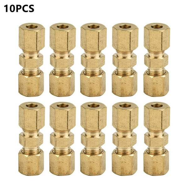 10Pcs Brake Line Pipe Brass Connectors For Brake Line Without Flare 4.75mm 3/16" Fitts Straight Reducer Compressions Kits Access
