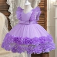 thumbnail image 4 of Spazoro Toddler Baby Girls Dress Skirts, Sleeveless 2025 Saving Bowknot Princess Pageant Party Birthday Wedding Mesh Dresses for Child Girls Purple Size 4-5 T, 4 of 9