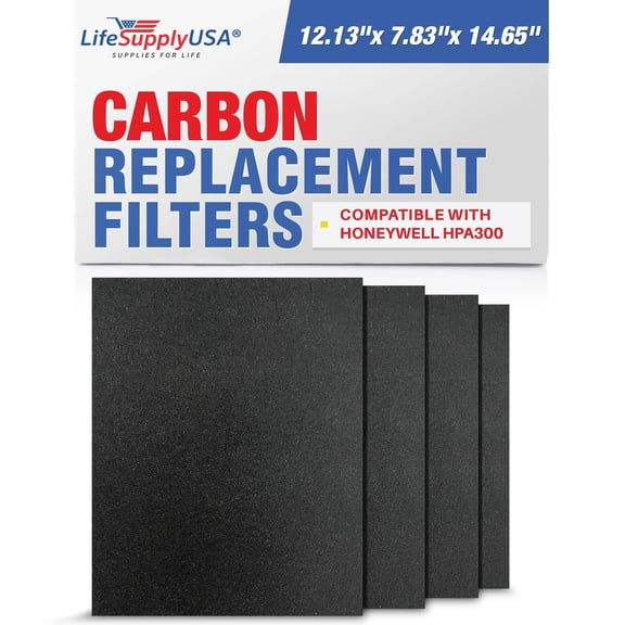 Filter A HRF-A100 / HRF-A300 Carbon Pre-Filter Replacement Compatible with Honeywell HPA100, HPA200, HPA300 Series Air Purifiers by LifeSupplyUSA (4-Pack)