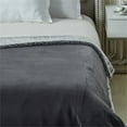 thumbnail image 5 of Posh Pascal 90"x90" Reversible Flannel Heathered Sherpa Blanket in Dark Gray, 5 of 10
