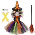 thumbnail image 1 of Disfraz de bruja de Halloween para niñas, traje de Carnaval para niños, vestido de bruja infantil, conjunto de ropa de fantasía, bolsa y sombrero, 1 of 4