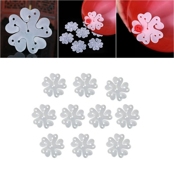 FRCOLOR White Plastic Balloon Clips for Sealing and Decorating Various Sizes of Latex Balloons 11in1 Plum Flower Shaped