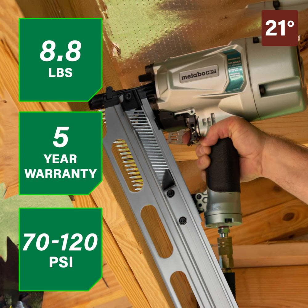 Metabo HPT NR83A5S1M Pneumatic Framing Nailer Nail Gun, 3 Piece