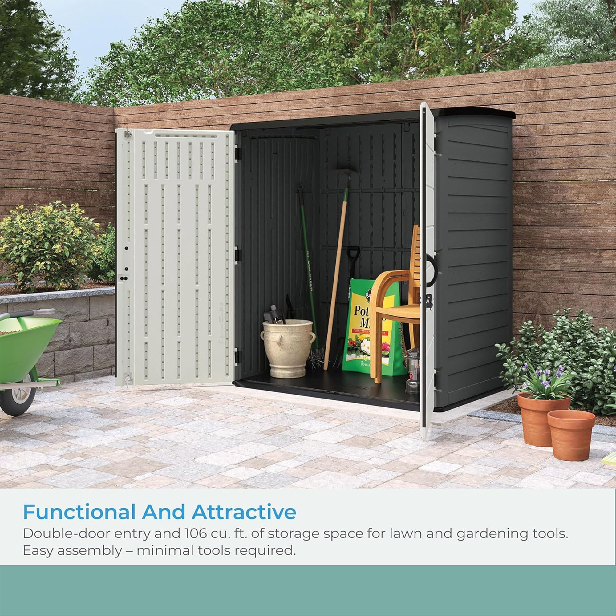 Suncast Extra-Large Vertical Storage Shed, All-Weather Outdoor Backyard Unit, Gray