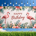 thumbnail image 6 of Tropical Theme Happy Birthday Banner Flamingo Birthday Party Decorative Backdrop for Birthday Celebration Event Decoration, 6 of 7