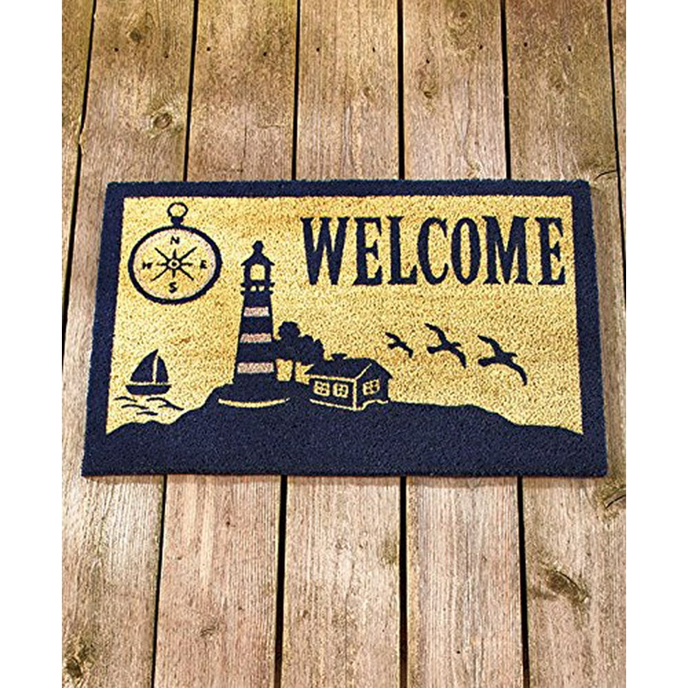 Beach Coastal Nautical Theme Door Mat Rug Front Coir Doormat