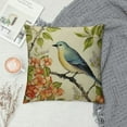 thumbnail image 2 of COMIO  Throw Pillow Cover Spring Vintage Watercolor Birds Flowers Green Plants Home Decor Pillowcase Square Cushion Cover for Sofa Bed Couch, 2 of 5