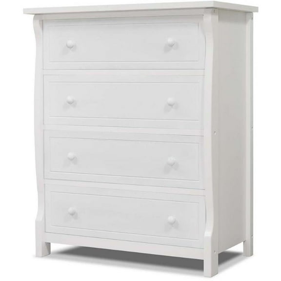 Bowery Hill Contemporary Wood 4 Drawer Dresser in White Finish