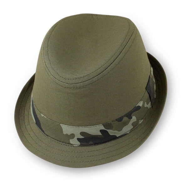 Toddler Boys Fedora Panama Hat Camo Band Trilby Army Green Summer Topper Short Brim Sun Hat (M) 12-24 Months - The Children's Place