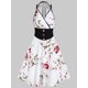 thumbnail image 1 of Ruched Bust Side Lace Up Flower Dress Casual Floral Dresses Flare Dress Square Neck Dress Mini Women 2023 DressXXXL Gao Jinjia LED, 1 of 2