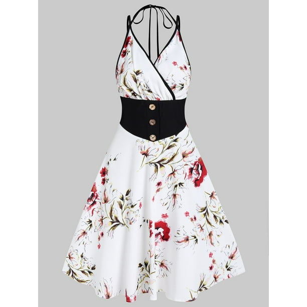 Ruched Bust Side Lace Up Flower Dress Casual Floral Dresses Flare Dress Square Neck Dress Mini Women 2023 DressXXXL Gao Jinjia LED