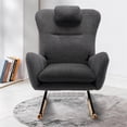 thumbnail image 3 of UHOMEPRO Modern Teddy Fabric Rocking Chair, Accent Rocker Chair with High Backrest, Accent Glider Rocker for Living Room Bedroom Playroom, Gray, 3 of 9
