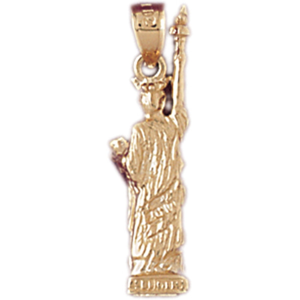 Jewels Obsession Yellow Goldplated 925 Sterling Silver 27mm 3D Statue Of Liberty Pendant (2.