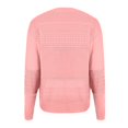 thumbnail image 5 of PiGOGI Women's Hollow Knit V-Neck Sweater - Long Sleeve Casual Pullover Top Soft Acrylic Fashion Blouse Pink XL, 5 of 5