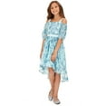 thumbnail image 1 of Sequin Hearts Big Girls Cold-Shoulder Metallic-Butterfly Dress, Turquoise, 12, 1 of 2