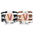 thumbnail image 1 of V Alphabet Orange Fruit Cute Pattern Bracelet Hand Strap Leather Rope Wristband Double Set, 1 of 3