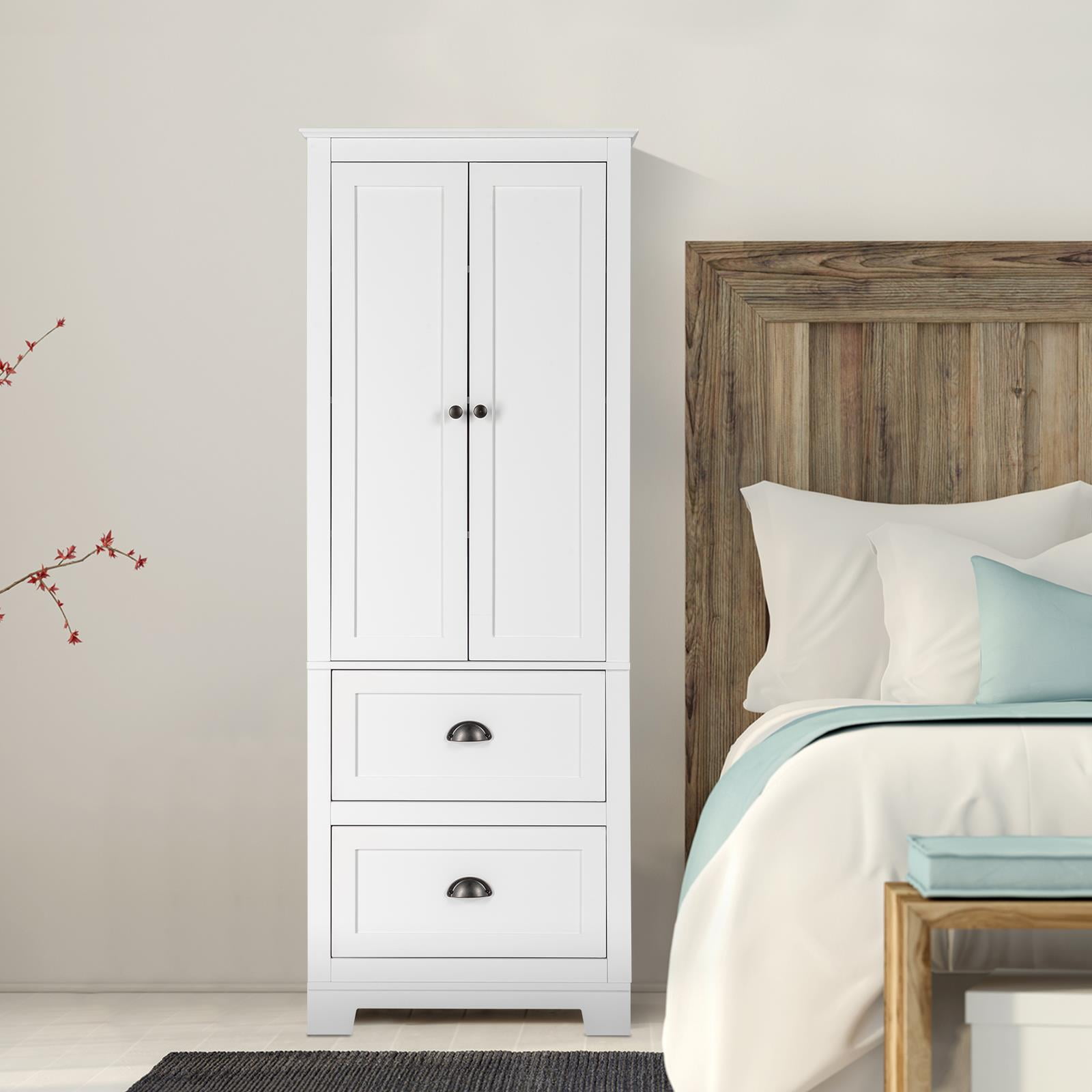 SamyoHome 2 Doors Wardrobe Armoire Storage with 4 Adjustable