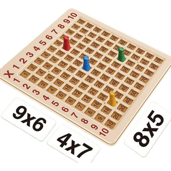Wooden Multiplication Board Math Game, 2 in 1 Multiplication Addition Math Board Game for Kids, Math Manipulatives Set with 100PCS Flash Cards, Magnetic Adsorption Children Math Counting Board M9E82