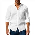 thumbnail image 3 of Camisa de y Algodón para Hombre, de Larga, Sin Cuello, Informal, con Botones, Transpirable, para Playa. XXL, 3 of 5