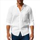 thumbnail image 3 of Camisa de y Algodón para Hombre, de Larga, Sin Cuello, Informal, con Botones, Transpirable, para Playa. L, 3 of 5