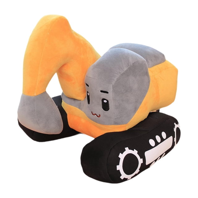 Excavadora de Peluche, Juguete de Construcción Interactivo, Regalos de Fiesta, Excavadora de Peluche, Camión Excavador de Peluche para Niñas Pequeñas amarillo