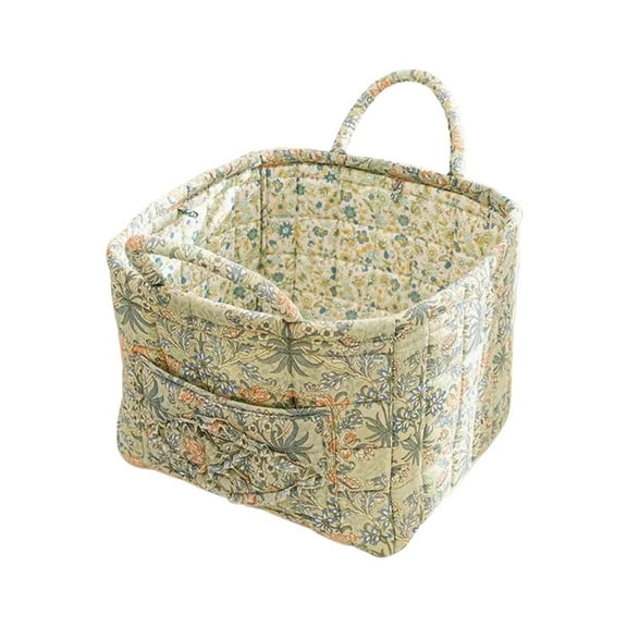 Boho Floral Storage Basket – Large Collapsible Fabric Laundry Hamper with Handles, Foldable Organizer Bin for Home, Travel, Picnic, Clothes & Sundries (13” x 10.7” x 10.3”)