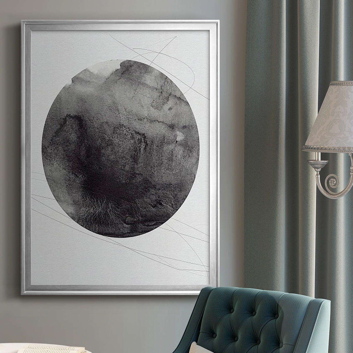 Graphite Moon I Premium Framed Print, in Gold, Black, or Silver - Ready to Hang