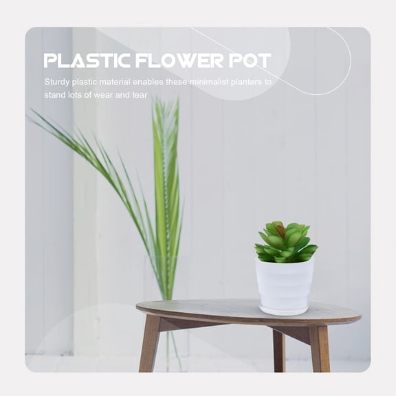 OULII 6-Pack White Plastic Flower Pots with Drainage Trays, Ideal for Indoor Plants and Home Gardening