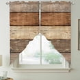thumbnail image 2 of Farmhouse Beige Brown Swag Valances for Windows, Kitchen Curtains 36 Inch Length 2 Panels Set, Vintage Wooden Striped Short Curtains for Small Windows Rod Pocket Cafe Curtains Drapes 28"x36", 2 of 8