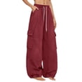 thumbnail image 2 of Delayuji Baggy Cargo Pants For Women Wide Leg Pants High Waisted Elastic Casual Pants Spring, 2 of 4