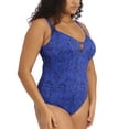 thumbnail image 3 of Elomi Pebble Cove Plunge Non Wire One Piece Swimsuit (ES801143),38 G/GG,Blue, 3 of 5
