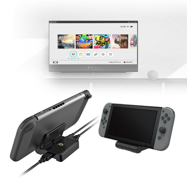 Portable HDMI Video Converter Dock Compatible with Nintendo Switch - Charging Station with Foldable Design for Switch Console